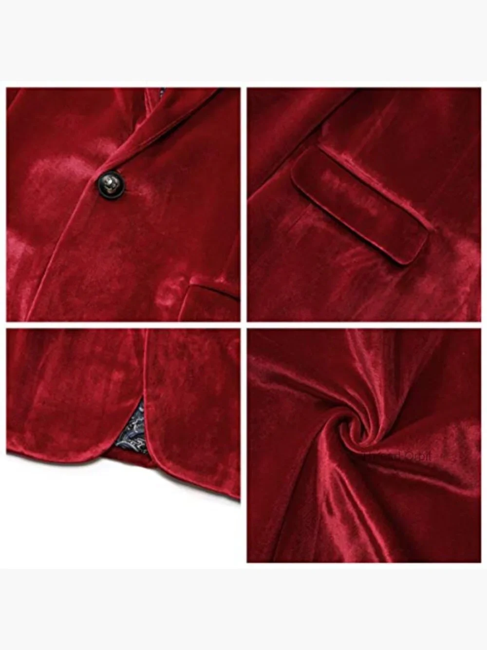 Slim Fit Velvet Blazer for Men One Button Tuxedo Jacket Prom Wedding Dinner - Picture 6 of 7